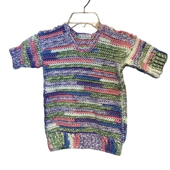 Handmade Other - Handmade Crocheted The Crafty Grandma Pastel Short Sleeve Girls 3T Tunic Sweater